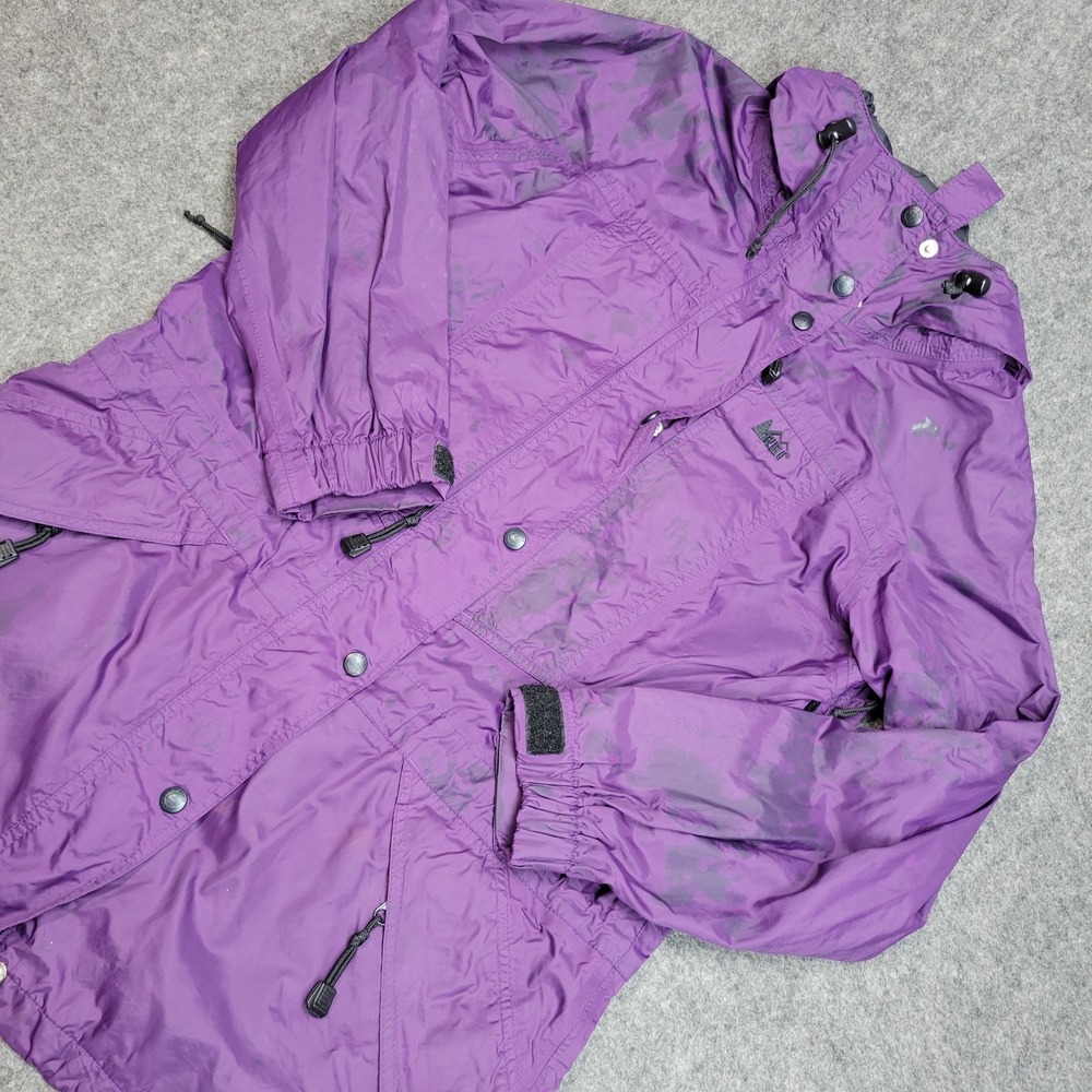 VTG REI Jacket Womens 8 Purple Water Resistant Storm Fitted Hooded Full Zip - Picture 1 of 8